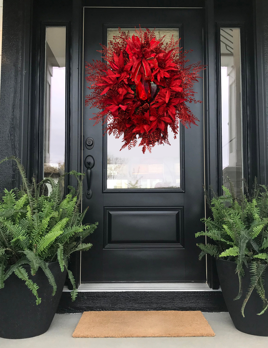 🎄 Luxury Red Poinsettia Christmas Wreath